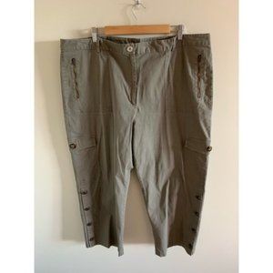 Women's Plus Size SPANNER Army Green Utility Style Cargo Capri Pants Size 24W